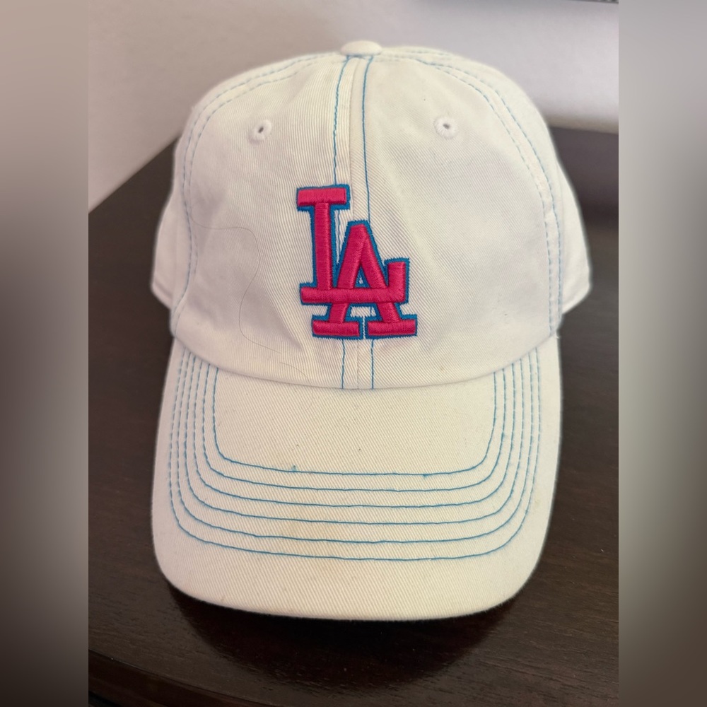 Dodger White and Pink LA Cap
